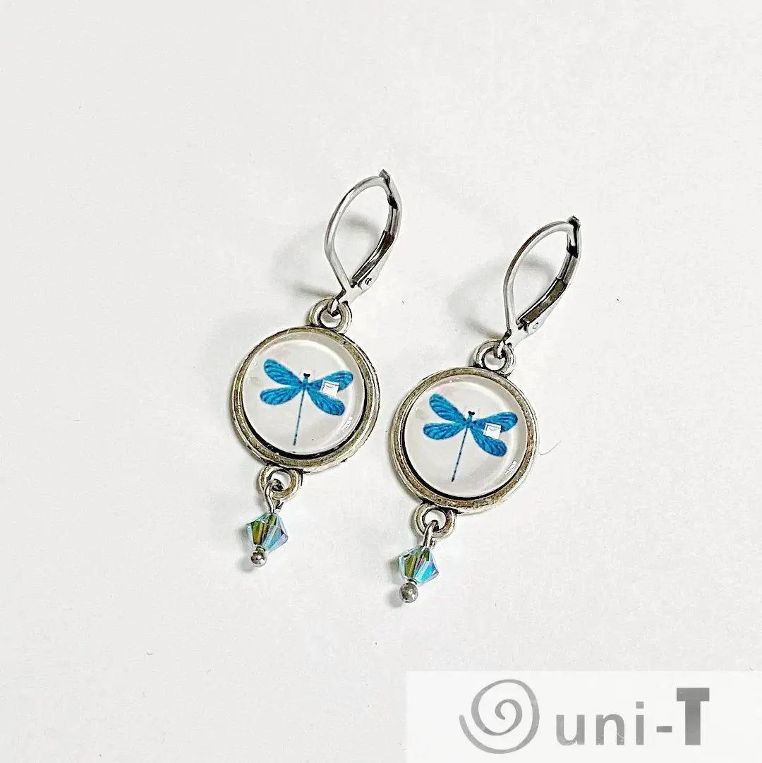 Rhodium Plated Earrings with Surgical Steel Ear Wire - Circles & Leaves Kathy James