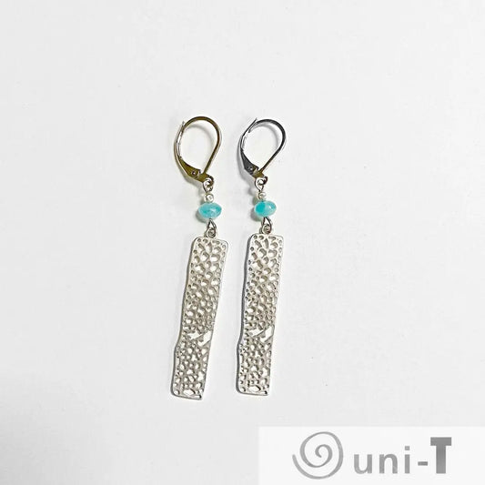 Rhodium Plated Earrings with Surgical Steel Ear Wire - Circles & Leaves Kathy James