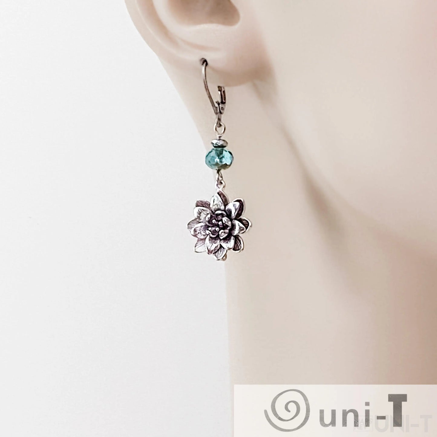 Rhodium Plated Flower Earrings with Surgical Steel Ear Wire Kathy James