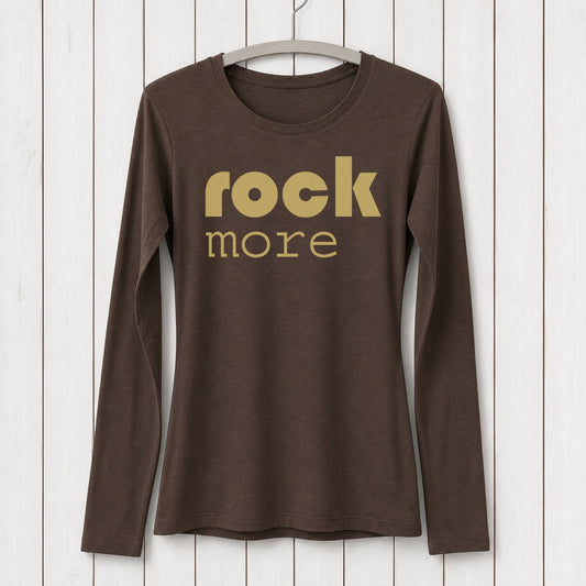Dark brown Women’s Rock Music Long Sleeve T-Shirt made from bamboo and organic cotton. Sustainable music-themed graphic shirt by Uni-T.