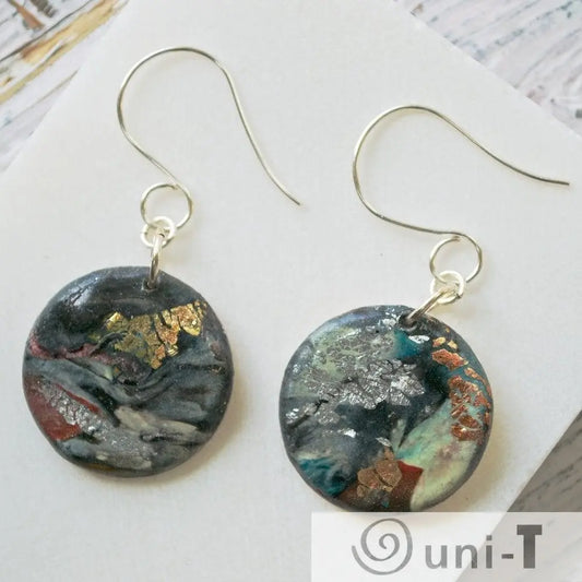 Round Polymer Clay Earrings Sandrine Colson