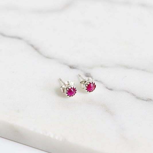 Ruby Stud Earrings, Birthday Gemstone - July Janine Gerade