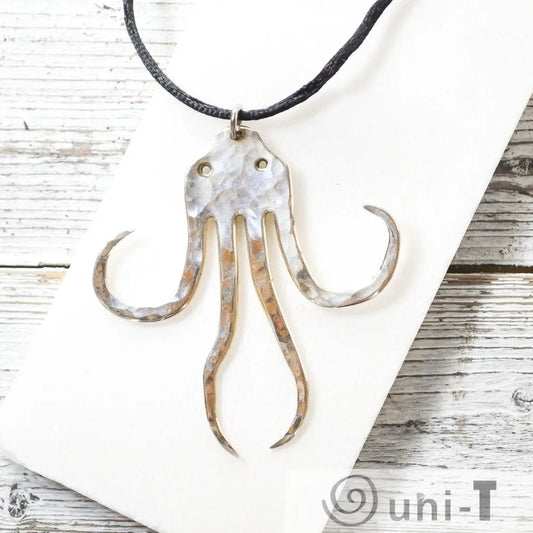 Silver Plated Octopus Vintage Fork Necklace with 31" Black Cord Ed F Lane