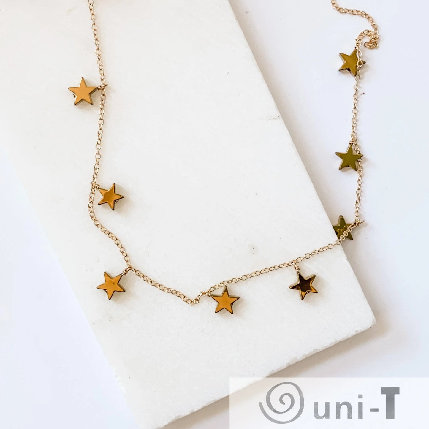 Silver Star Necklace - Silver Plated on Hematite Stars with Sterling Silver Chain Nicole Goulet