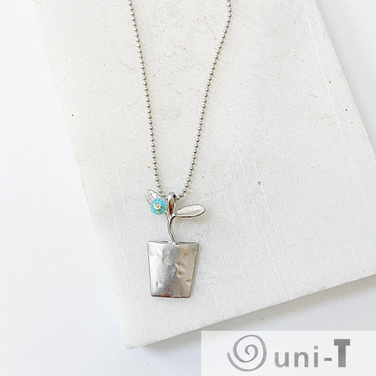 Sprouting Leaves in a Pot Necklace Kathy James