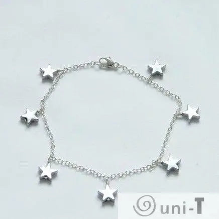 Star Bracelet - Silver Plated on Hematite Stars with Sterling Silver Chain Nicole Goulet