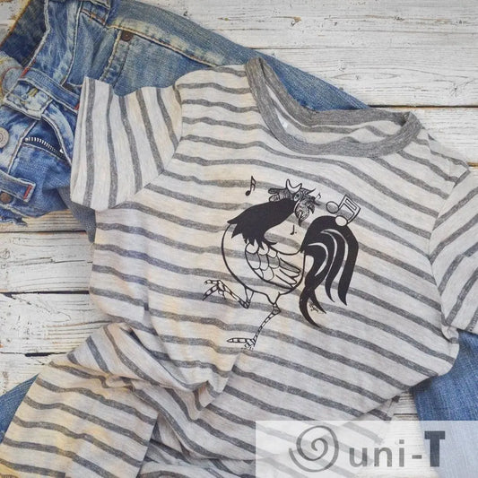 Striped T-shirt - Rooster or Choose Other Design : LIMITED Uni-T