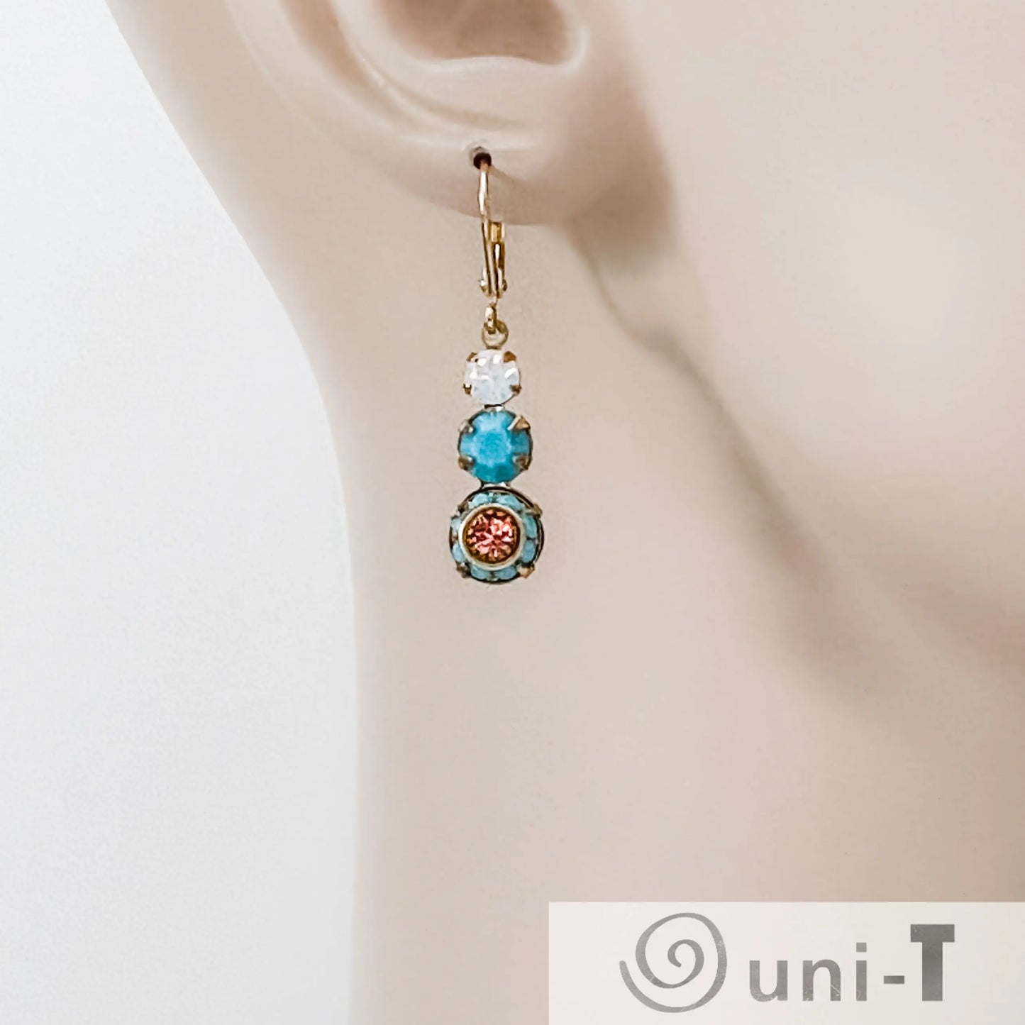 Three Tiers Crystal Earrings Kathy James