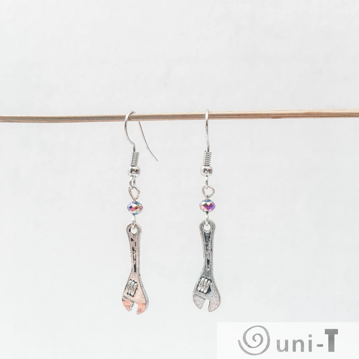 Wrench Charm Earrings with Rainbow Beads Shana Cohen