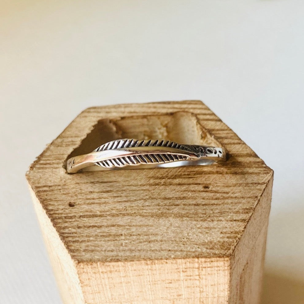 Sterling Silver Feather Ring, Feather Stacking Ring, Janine Gerade