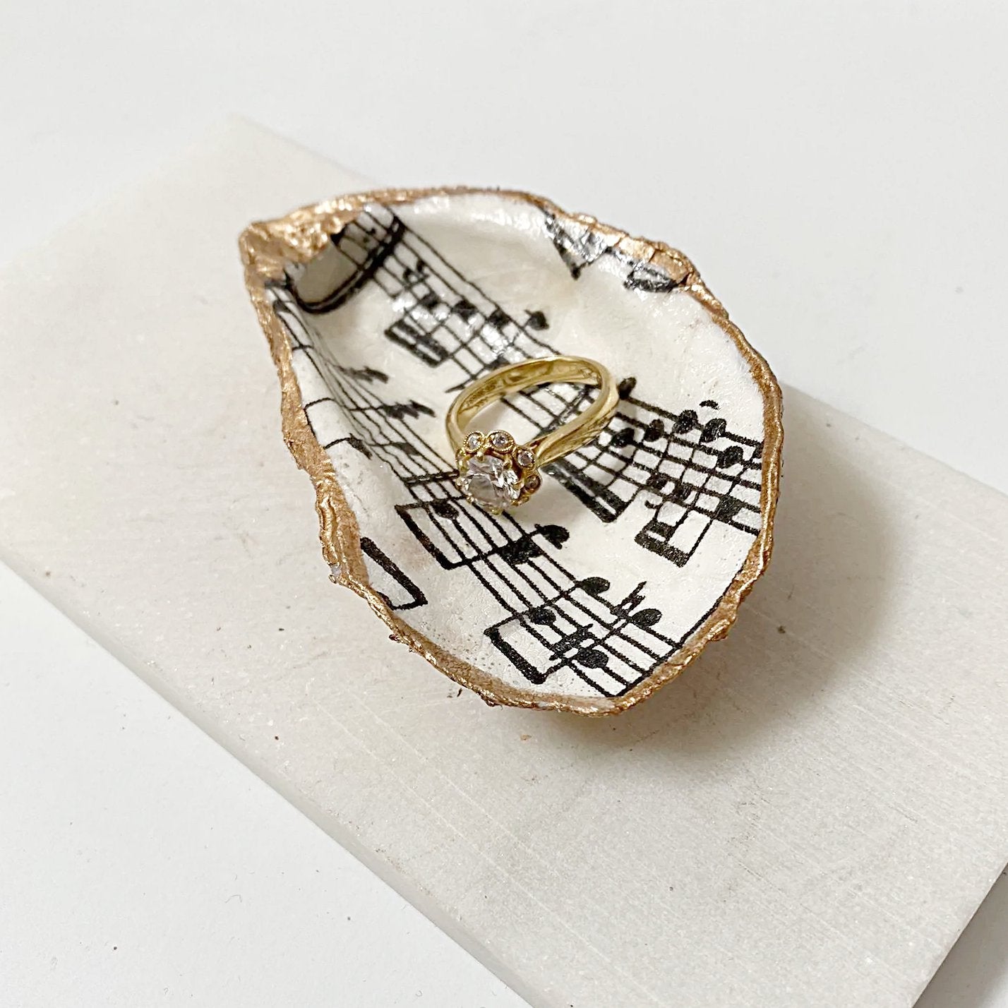 Music Notes Decoupage Oyster Shell Jewelry Dish Ana Razavi