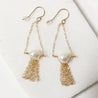 Pearl with Gold Filled Chain Tassels Earrings Nicole Goulet
