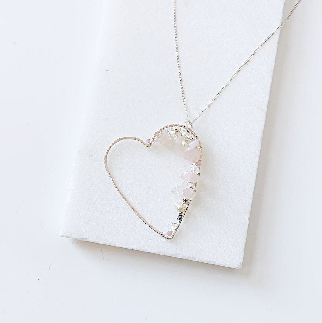 Crystal Heart Necklace /Sterling Silver Gemstone necklace Janine Gerade