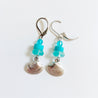 Rhodium Plated Butterfly Earrings with Turquoise Glass Beads - Surgical Steel Ear Wire Kathy James