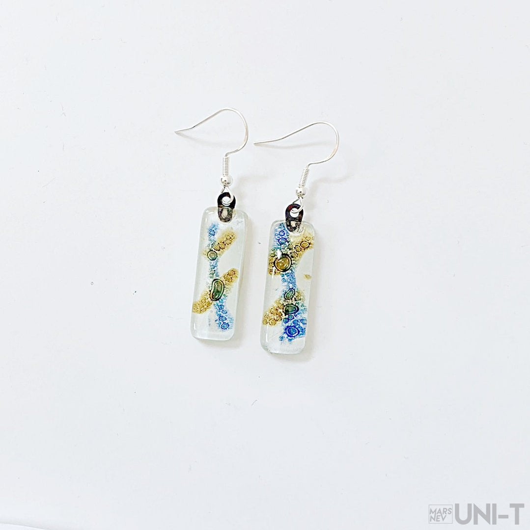 Recycled Fused Glass Earrings - Small Rectangles Carolina Portillo