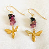Bee Earrings/Tourmaline Gemstone Earrings/Golden Bee Earrings Janine Gerade