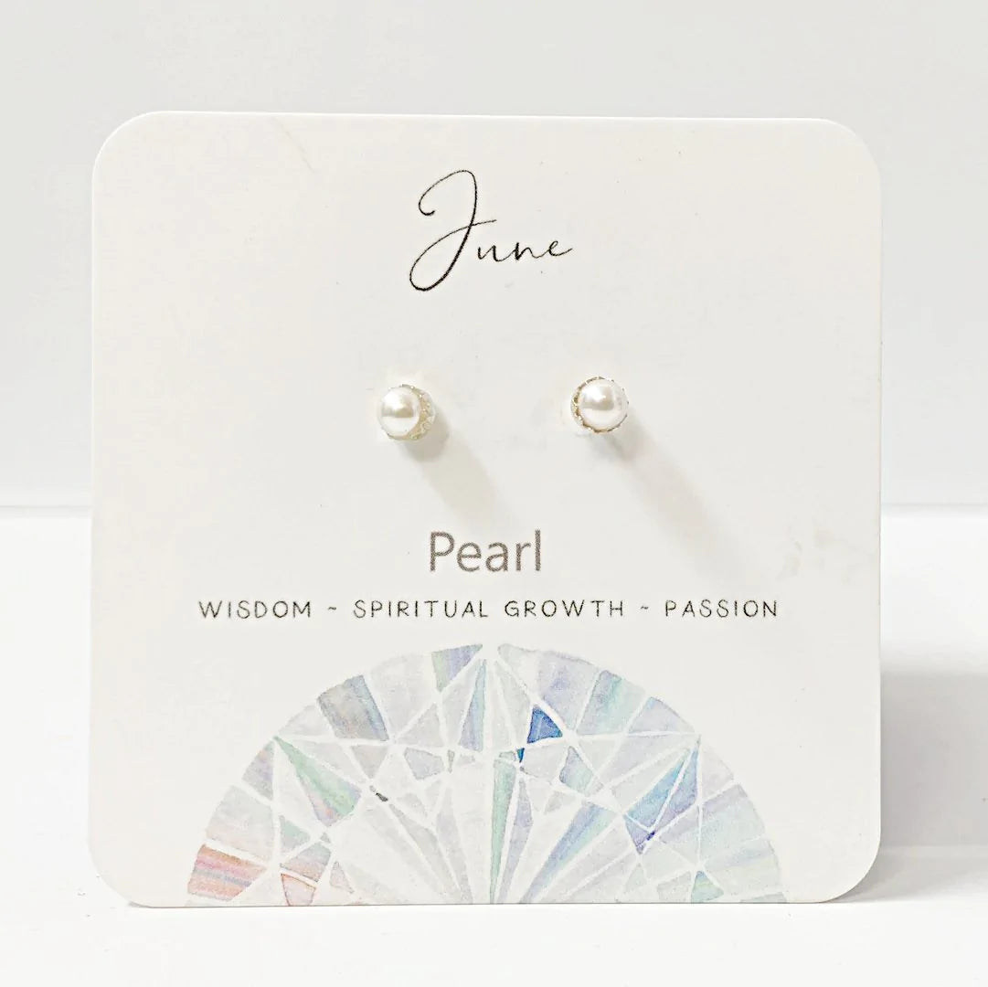 Pearl Stud Earrings, Birthday Gemstone - June Janine Gerade