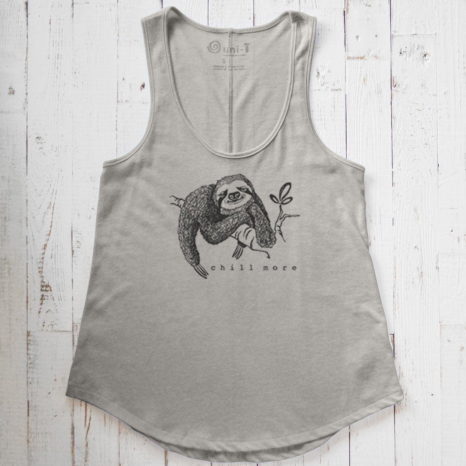 Sloth Vintage Washed Jersey Tank Top for Women - Chill More - Uni-T