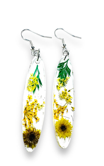 Pressed Flower Earrings/Real Flower Earrings/Resin Flower-Uni-T Janine Design