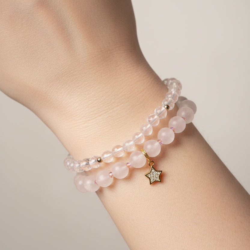 Rose Quartz Gemstone Stretch Bracelets - 5 mm