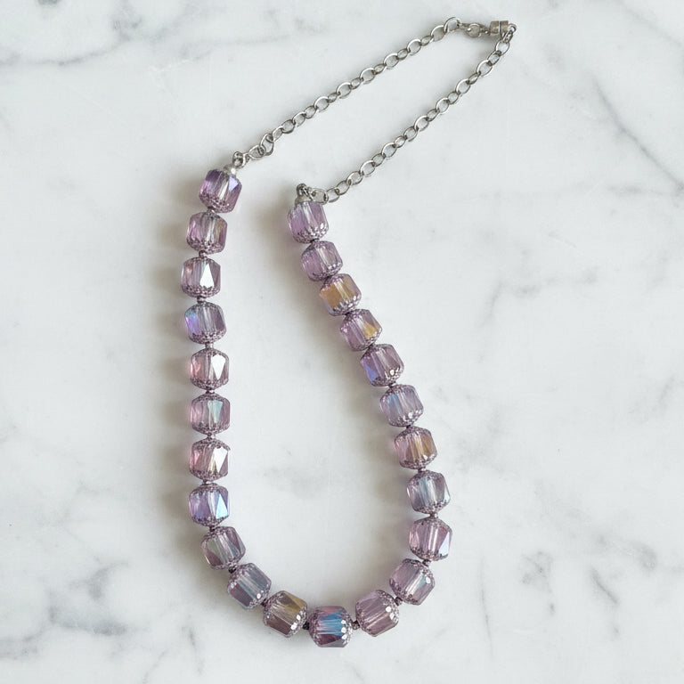 Cathedral Glass & Sterling Silver Chain Necklace