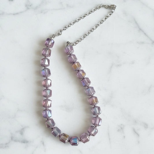 Cathedral Glass & Sterling Silver Chain Necklace