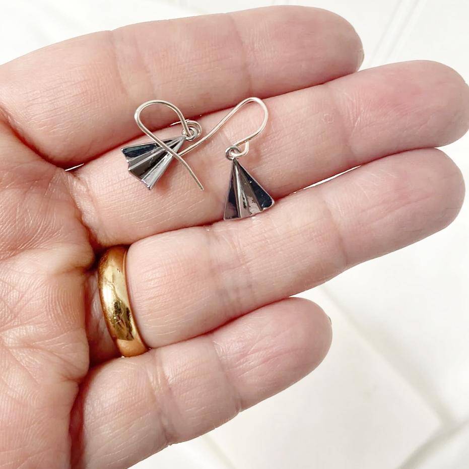 Paper Airplane Blue and Silver Necklace Regina McGearty