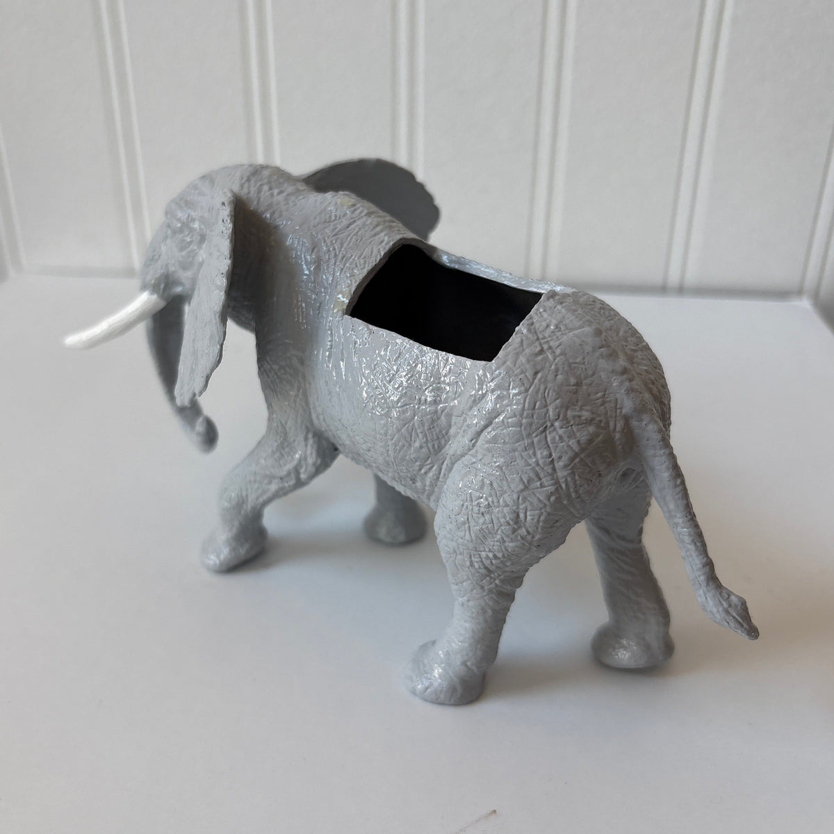 Up-cycled Light Gray Elephant Planter