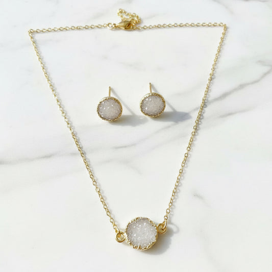 Agate Druzy Studs Earrings & Necklace Set Lisa Trachtman