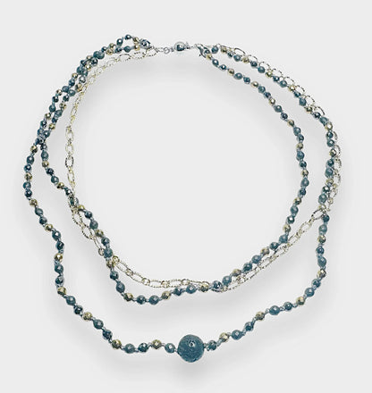 Beaded Adjustable Gemstone Necklace -Hematite and Lava Rock*