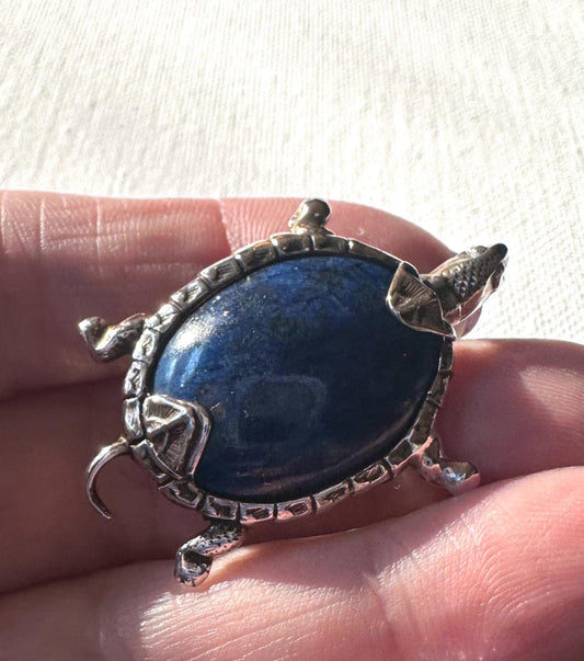 Lapis Lazuli Turtle Brooch/Sterling Pin*