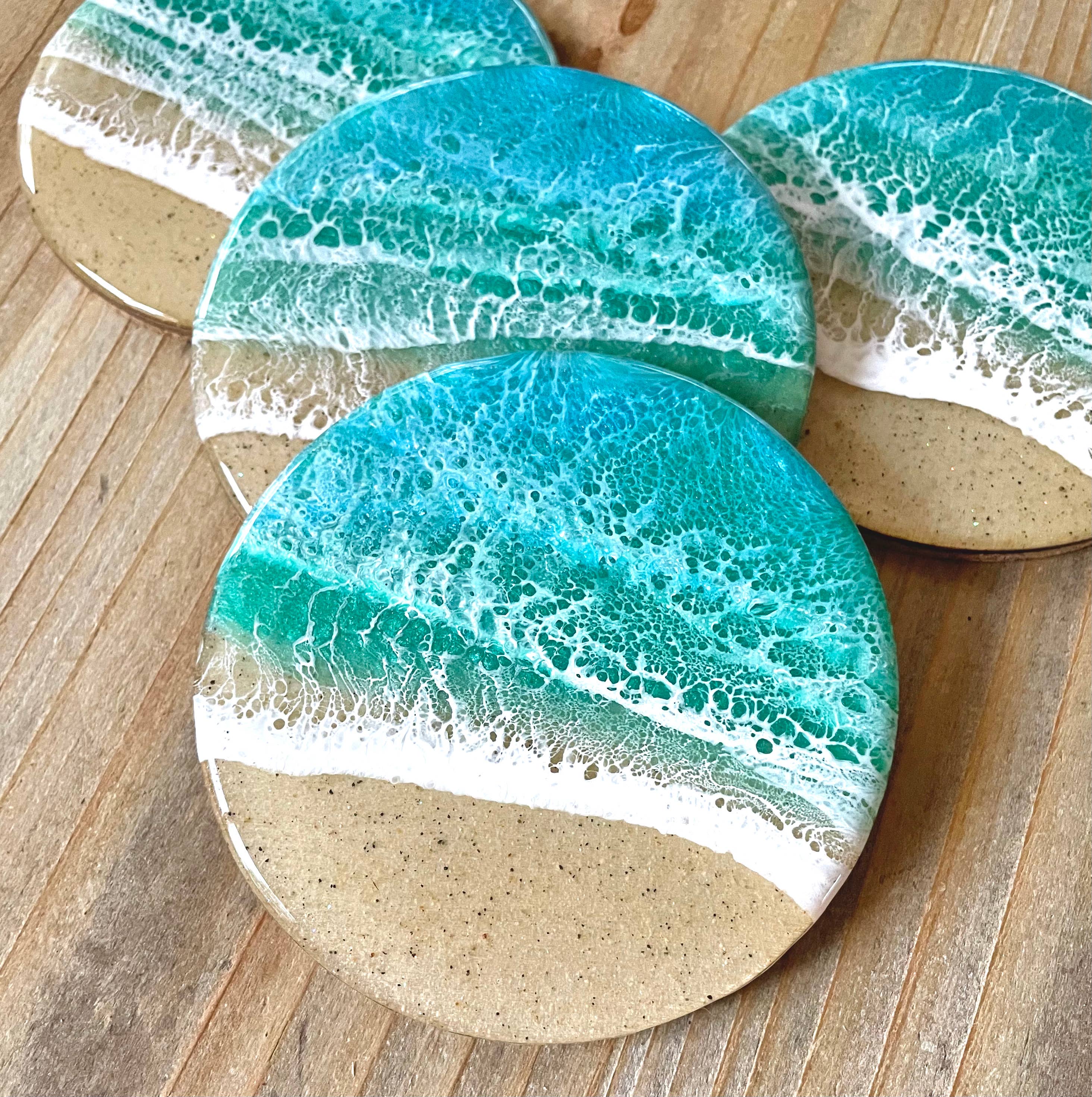 Ocean Wave Coaster Set (Set of 4) Sea Lion Studio