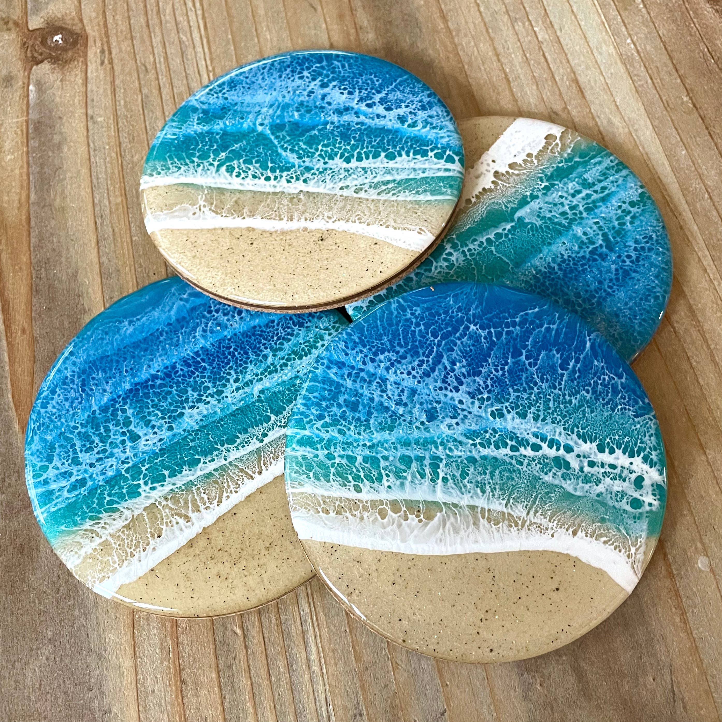 Ocean Wave Coaster Set (Set of 4) Sea Lion Studio