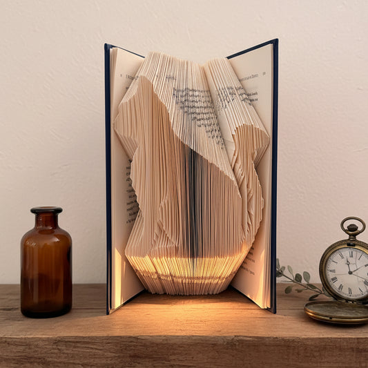 3D Folded Book Art Seated Cat