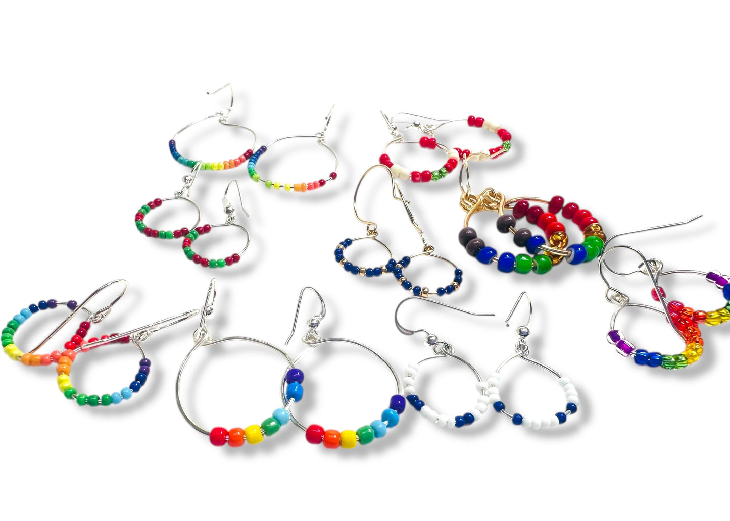 Colorful Beaded Hoop Earrings*