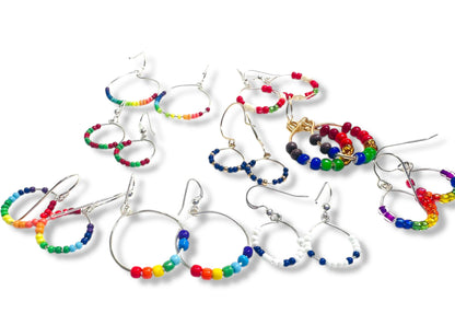 Colorful Beaded Hoop Earrings*
