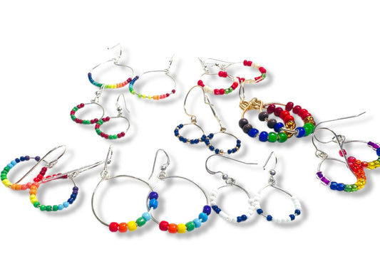 Colorful Beaded Hoop Earrings*
