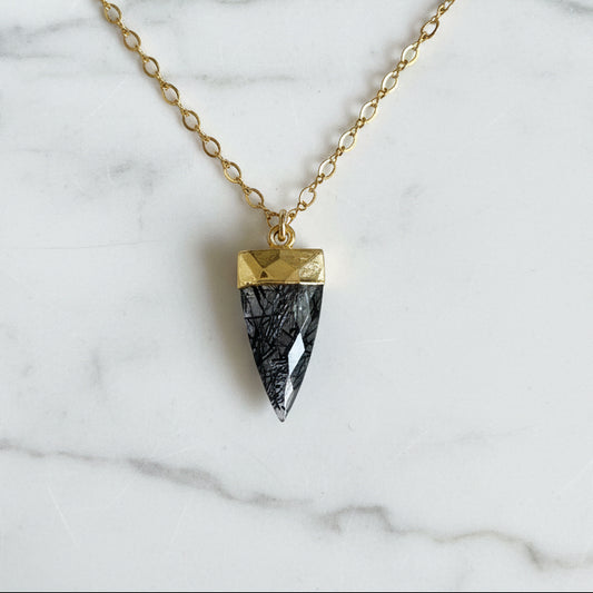 Rutile Quartz, Pearl 14K Gold Fill Necklace
