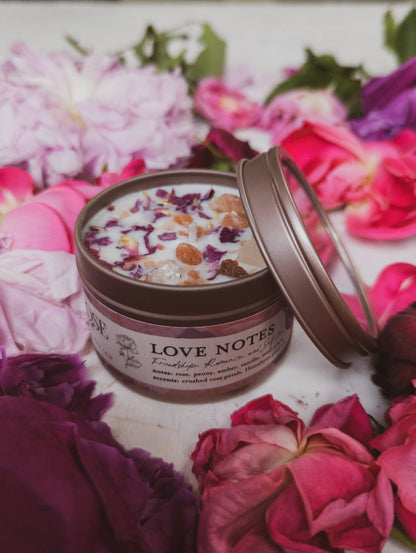 Love Notes Soy Candle Rose Petals Pink Himalayan Salt Flower
