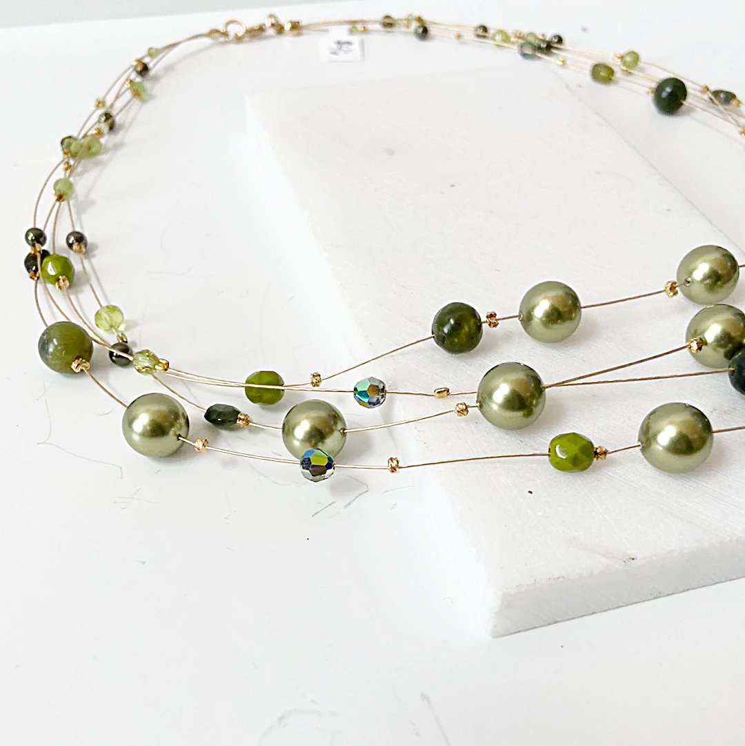 Real Gemstone Floating Galaxy Necklace in Green-Uni-T Janine Gerade