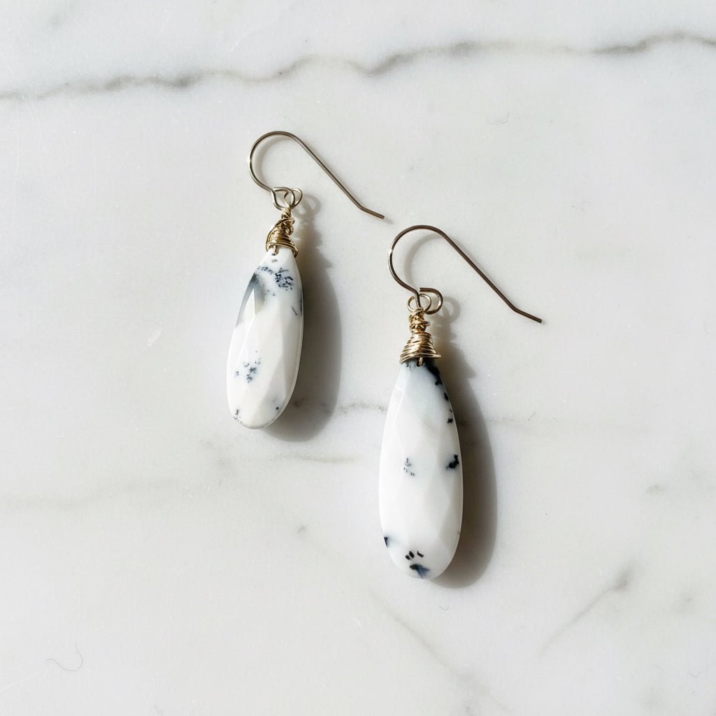 Dendritic Opal Teardrop Earrings*