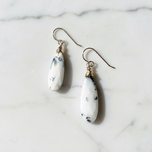 Dendritic Opal Teardrop Earrings*