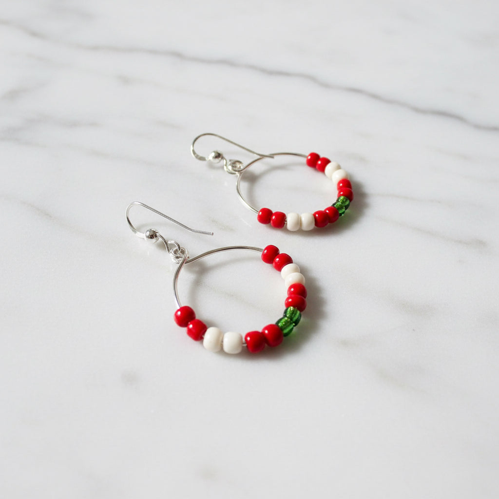 Colorful Beaded Hoop Earrings*
