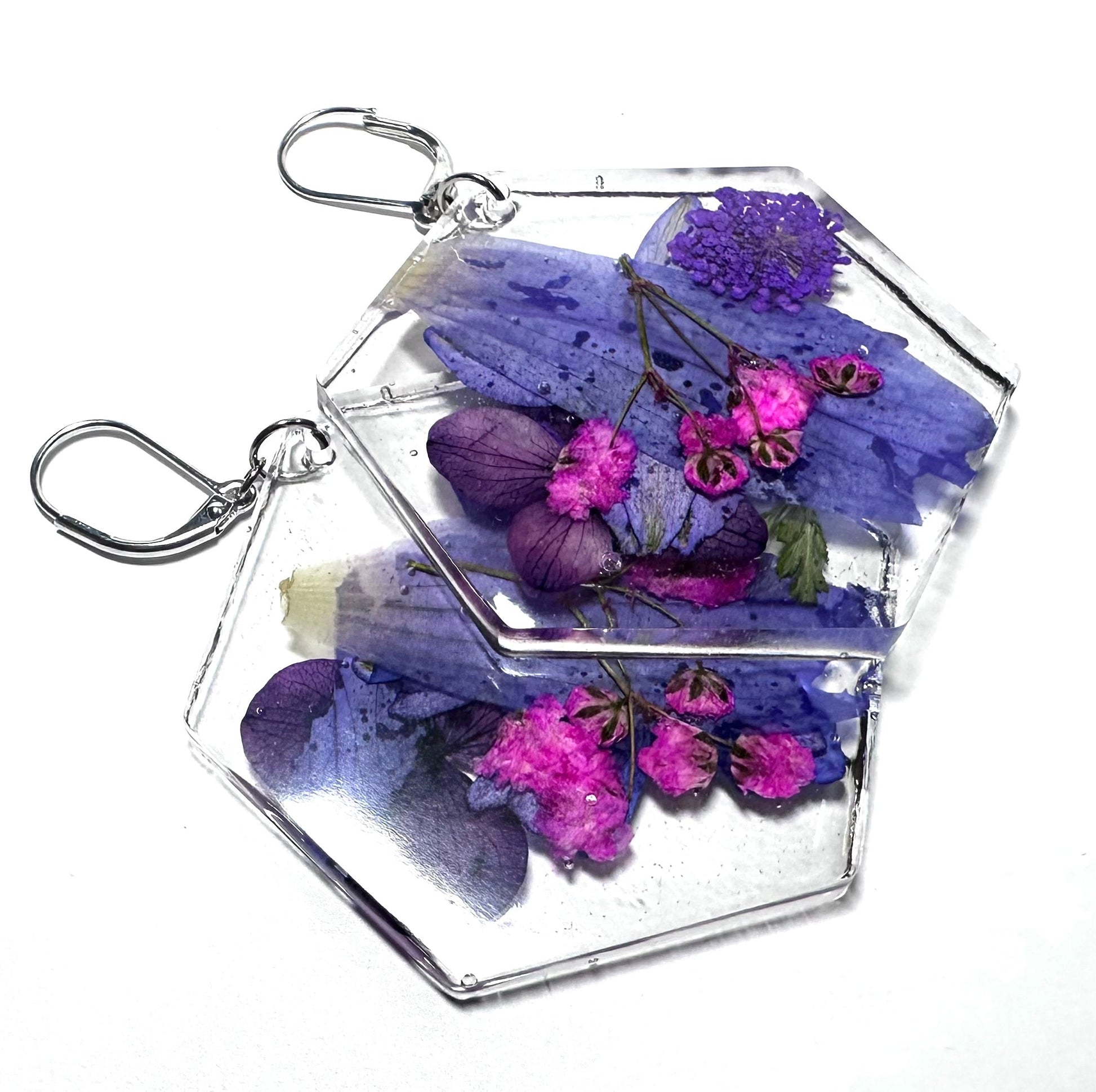 Pressed Flower Earrings/Real Flower Earrings/Resin Flower-Uni-T Janine Design