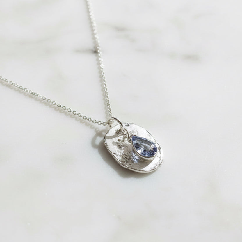 Iolite and Recycled Silver Necklace-Uni-T Janine Gerade