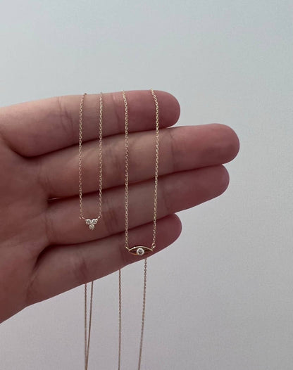 14k Mini Trio Diamond Necklace: 16 inches / 14K Yellow LE Fine Jewelry