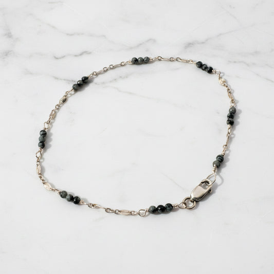 Dainty Snowflake Obsidian Gemstone Bracelet
