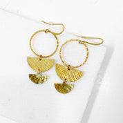 Circle &amp; Half Moon Earrings // Brass Geometric Earrings Uni-T 