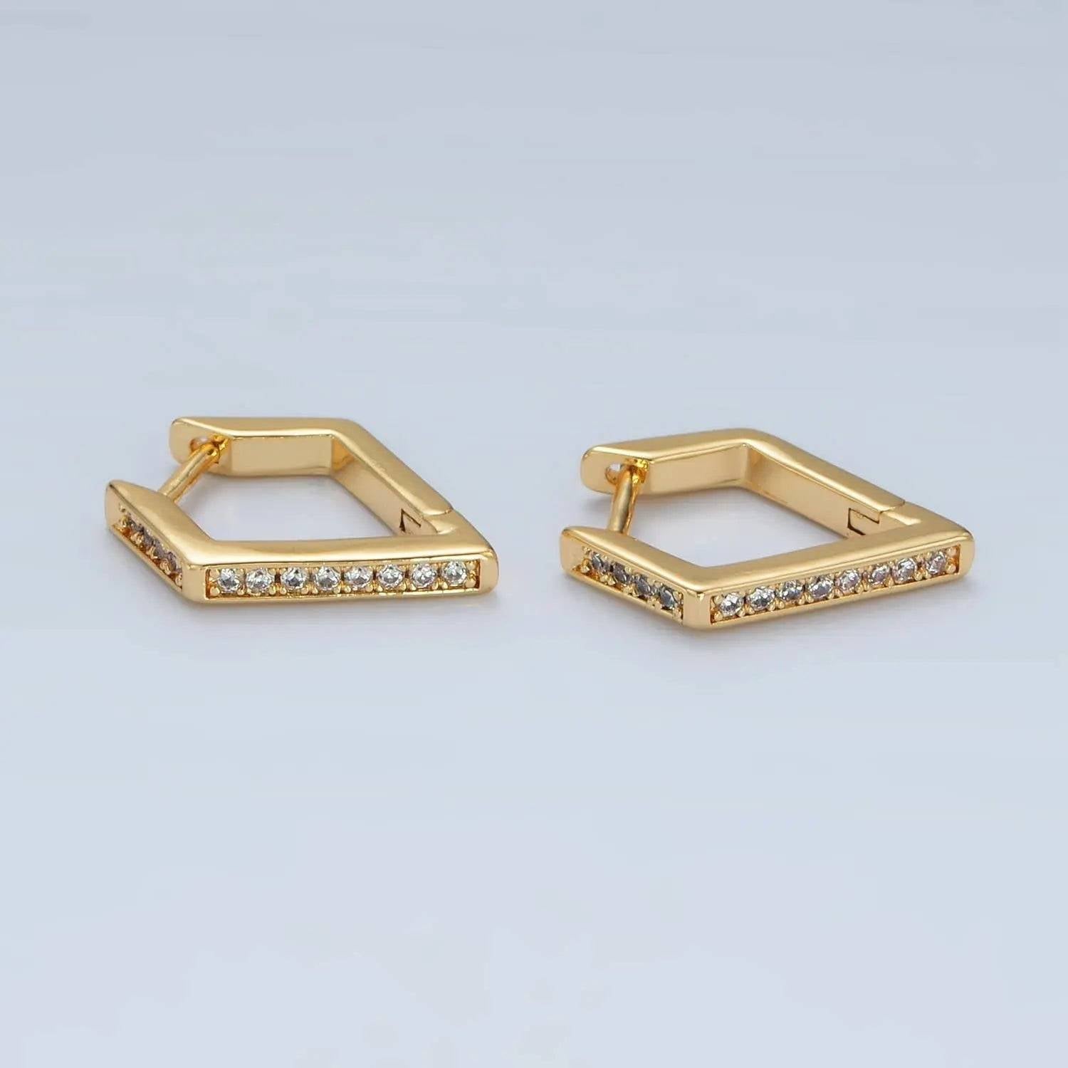 24K Gold Filled Pave CZ Geometric Hoop Earrings* Janine Gerade