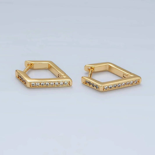 24K Gold Filled Pave CZ Geometric Hoop Earrings* Janine Gerade